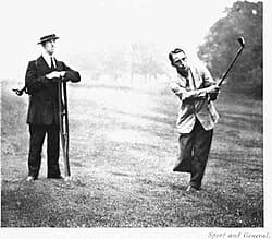 Ernest Jones demonstrating one-legged swing