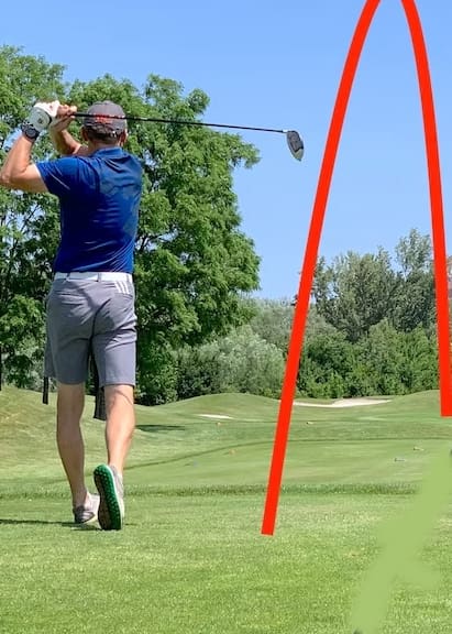 Path of ball flight from golf swing